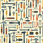 Illustration of assorted tools, including hammers, wrenches, pliers, and screwdrivers, arranged randomly on a light background.