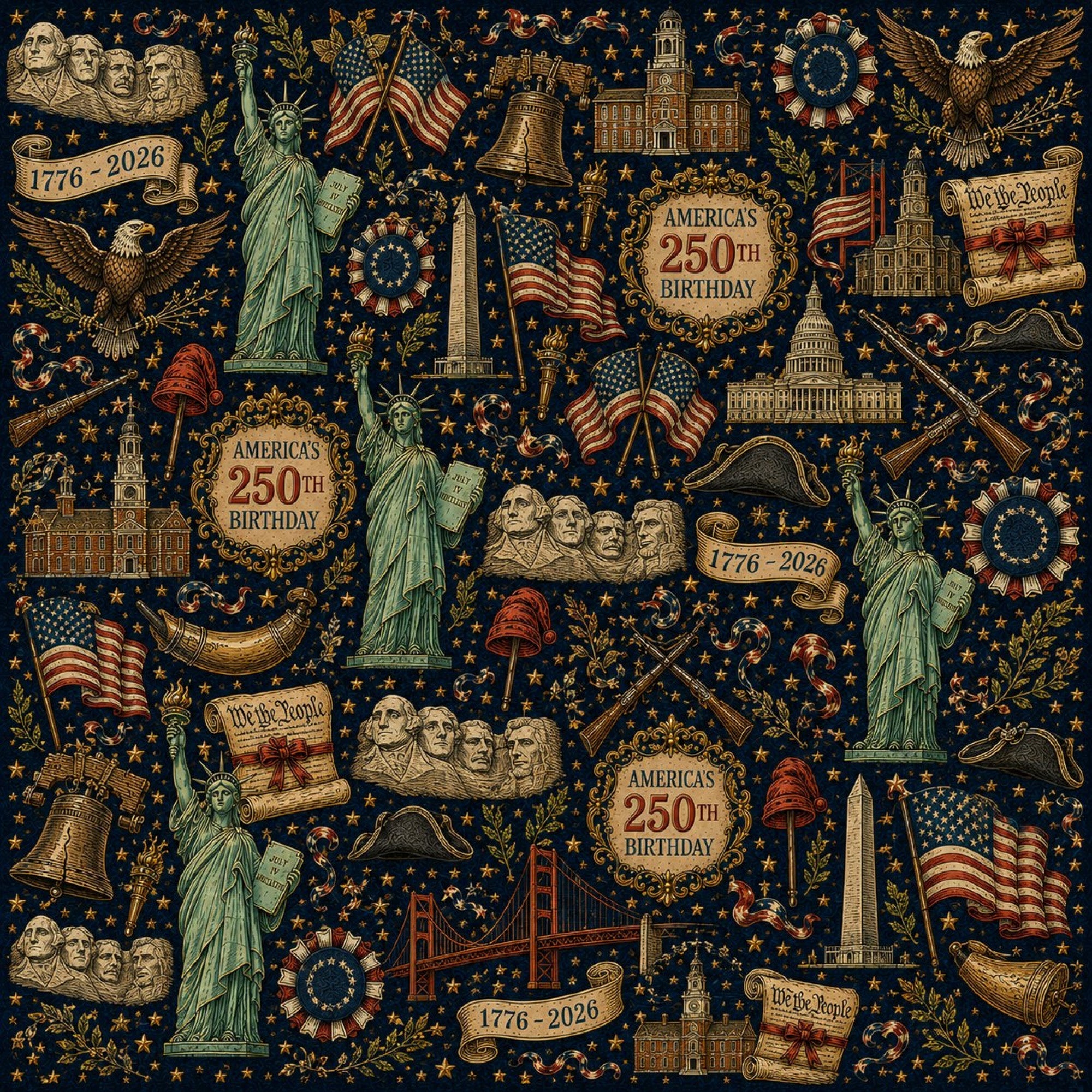 250th Anniversary Pattern 3 Minky Fabric