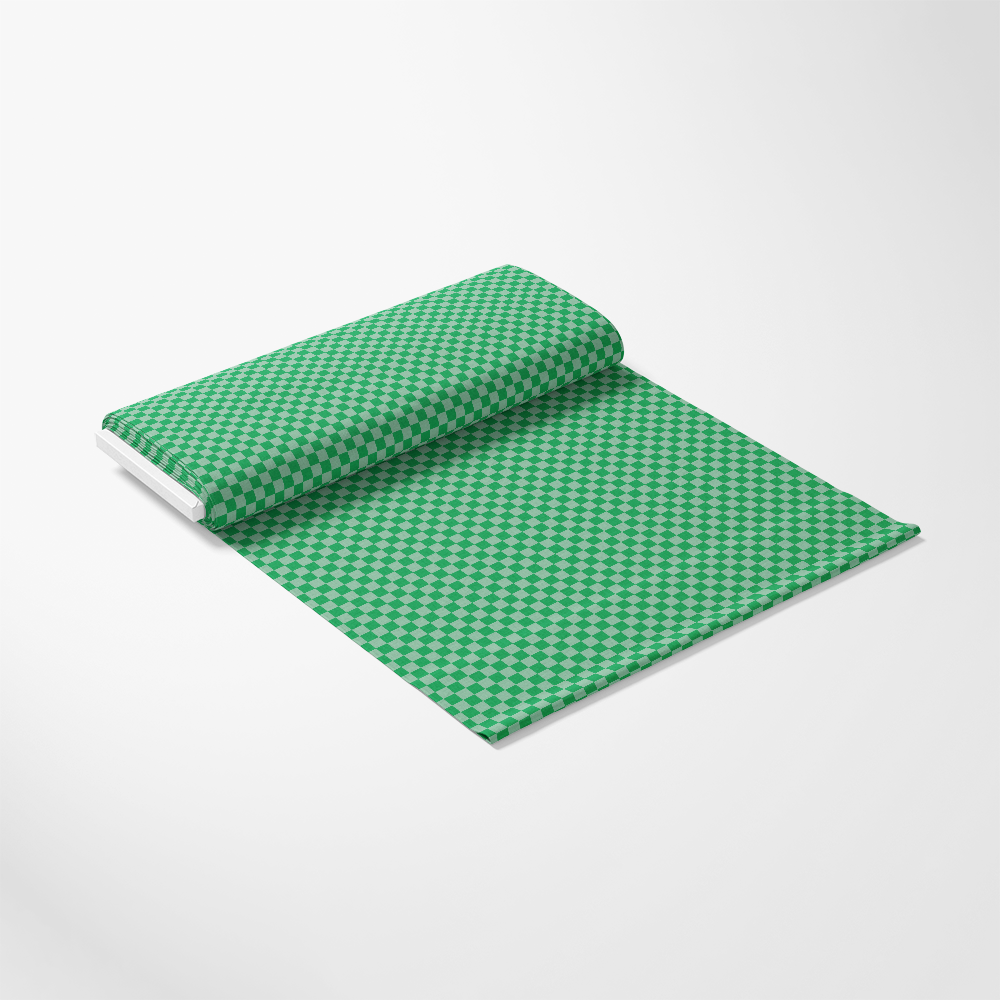2 Color Checkered Pattern 5 Quilting Cotton Fabric showcasing green and darker green checkered design, cotton textile, quilting material, fabric by the yard, soft texture, traditional printing, eco-friendly finish, premium quilting cotton, vibrant colors, sewing material, crafting fabric, patchwork textile.