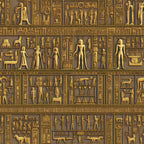 golden brown, bronze tones, ancient egypt, hieroglyphics, egyptian figures, pharaohs, gods goddesses, pyramids, scarabs, ankh symbols, sacred animals, relief carvings, stone texture,, fabric panel, ancient civilization, mythological scenes, egyptian deities, ceremonial figures, historical motifs