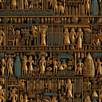 ancient egypt, hieroglyphics, pharaohs, golden brown, turquoise blue, egyptian gods, pyramids, sphinx, ankh symbols, mummies, papyrus scrolls, egyptian art,, fabric panel, archaeological motifs, tomb paintings, egyptian mythology, desert colors, ancient civilization, decorative borders