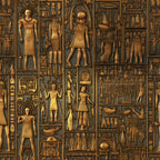 ancient egypt, hieroglyphics, pharaohs, egyptian gods, golden brown, bronze tones, amber colors, relief carvings, archaeological motifs, egyptian figures, sacred symbols,, fabric panel, ancient civilization, textured appearance, raised relief, historical patterns, egyptian mythology, desert tones, antiqued finish