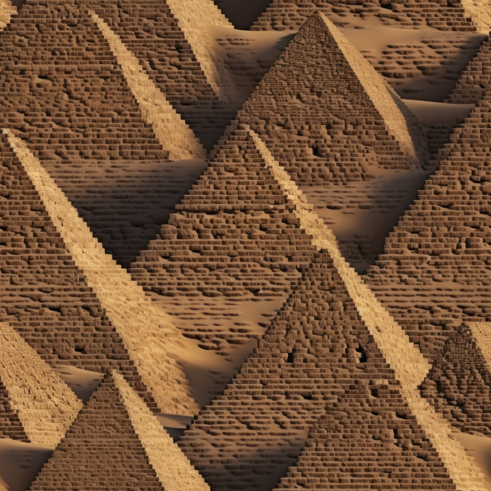 ancient pyramids, sandy brown, golden tan, brick texture, desert landscape, egyptian architecture, geometric pyramids, archaeological site, warm earth tones,, fabric panel, ancient civilization, stepped pyramids, dusty beige, historical monuments, desert sand, stone blocks, aerial view, ancient structures, cotton fabric