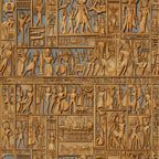 egyptian hieroglyphs, ancient egypt, pharaohs, gods, goddesses, sandstone beige, golden brown, raised relief, carved stone, mythology, archaeological, historical figures, egyptian art,, fabric panel, ancient civilization, desert tones, cultural motifs, hieroglyphic writing, egyptian deities