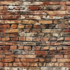 brick wall, weathered brick, rustic texture, brown tones, reddish brown, tan, beige, aged mortar, distressed surface, vintage brick,, fabric panel, realistic print, architectural pattern, worn appearance, earth tones, textured design, building materials, mason work, cotton fabric