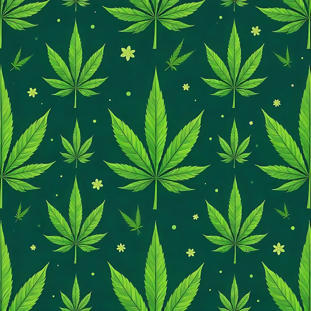 forest green, bright green, lime green, marijuana leaves, cannabis pattern, botanical design, allover repeat,, fabric panel, nature motif, leaf pattern, geometric florals, modern illustration, seamless design, craft fabric, sewing material, plant imagery, herbal theme, contemporary style