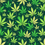 marijuana leaves, cannabis pattern, forest green, lime green, yellow-green, botanical design, leaf motifs, allover print,, fabric panel, nature theme, herbal pattern, scattered leaves, organic shapes, bright greens, repeating design, craft fabric, sewing material, plant illustration, contemporary style