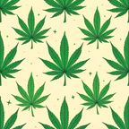 green leaves, cannabis pattern, marijuana motif, botanical design, repeating pattern, cream background, forest green, sage green, leaf silhouettes, allover print,, fabric panel, nature theme, herbal pattern, geometric spacing, organic shapes, crafting material, sewing fabric, contemporary design, artistic illustration
