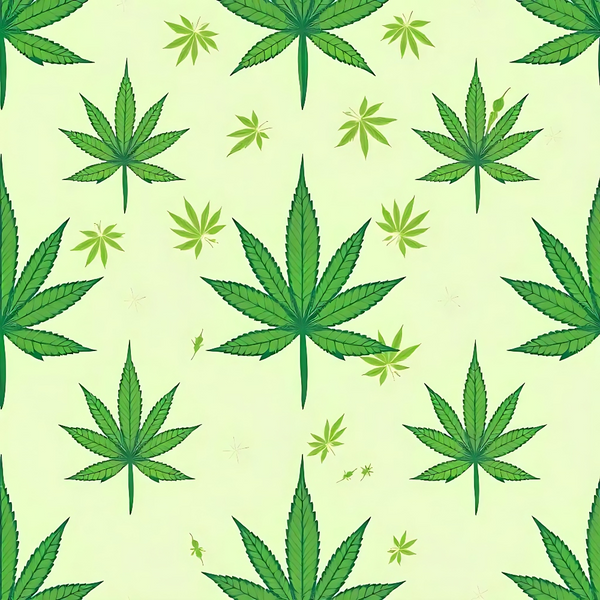 marijuana leaves, cannabis pattern, green foliage, lime green, forest green, pale yellow background, botanical design, repeating pattern, allover print,, fabric panel, leaf motifs, serrated edges, nature inspired, contemporary style, craft fabric, sewing material, cannabis culture, herbal theme