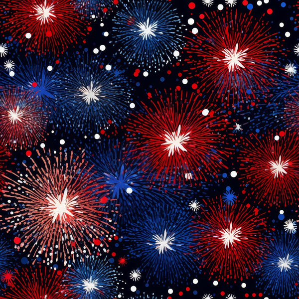 fireworks, red, white, blue, navy, patriotic, sparklers, burst pattern, glittery, stars, celebration,, fabric panel, fourth of july, independence day, explosive design, radiating lines, festive, american colors, starburst motif