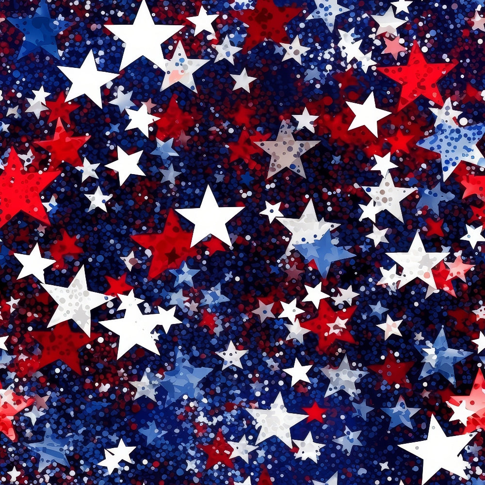 red, white, blue, navy blue, stars, glitter effect, sparkles, dots, confetti, patriotic, 4th of july, independence day, festive, celebratory,, fabric panel, scattered stars, shimmery, american colors, holiday themed