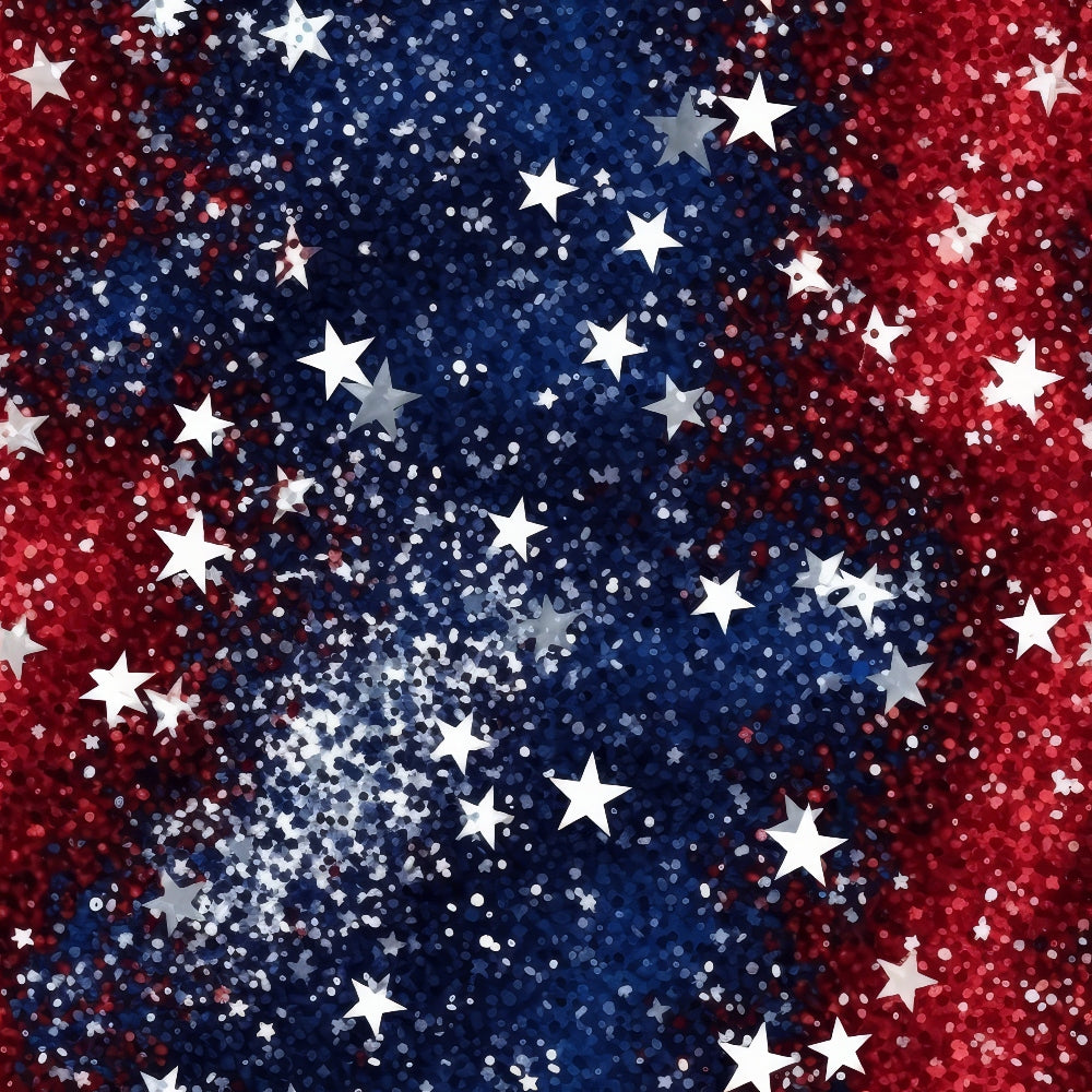 4th of july, patriotic, glitter effect, sparkles, red, white, blue, navy blue, crimson red, stars, star pattern, scattered stars, shimmery, festive, american, independence day,, fabric panel, celebration, metallic finish