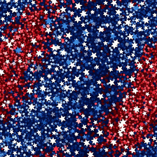 red, white, blue, navy blue, crimson, stars, circles, dots, glitter effect, sparkle pattern, patriotic, 4th of july, independence day, americana, festive, celebration,, fabric panel, geometric shapes, confetti style