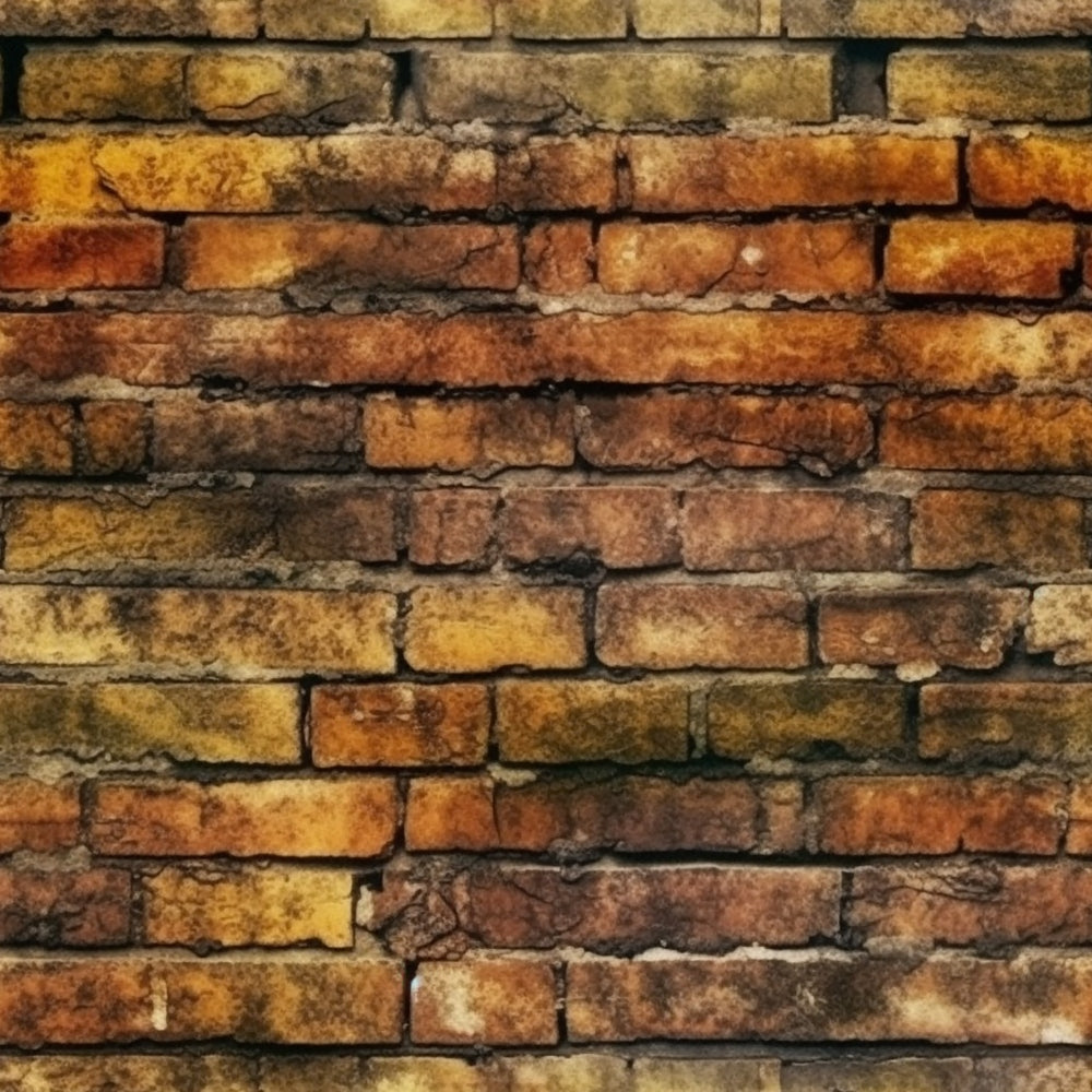 brick wall, rustic brown, terracotta, golden yellow, weathered texture, aged bricks, mortar lines, architectural pattern, vintage aesthetic, earthy tones,, fabric panel, realistic print, building materials, masonry design, distressed finish, warm colors, construction theme