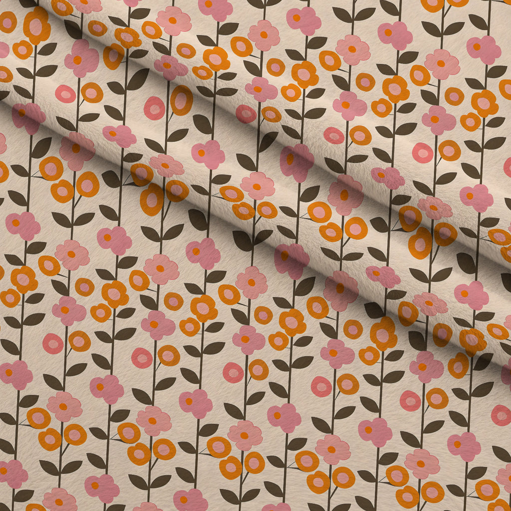 70s Retro Flowers Pattern 1 Minky Fabric — plush minky folded close-up preview (mv-minky-v1:lying)
