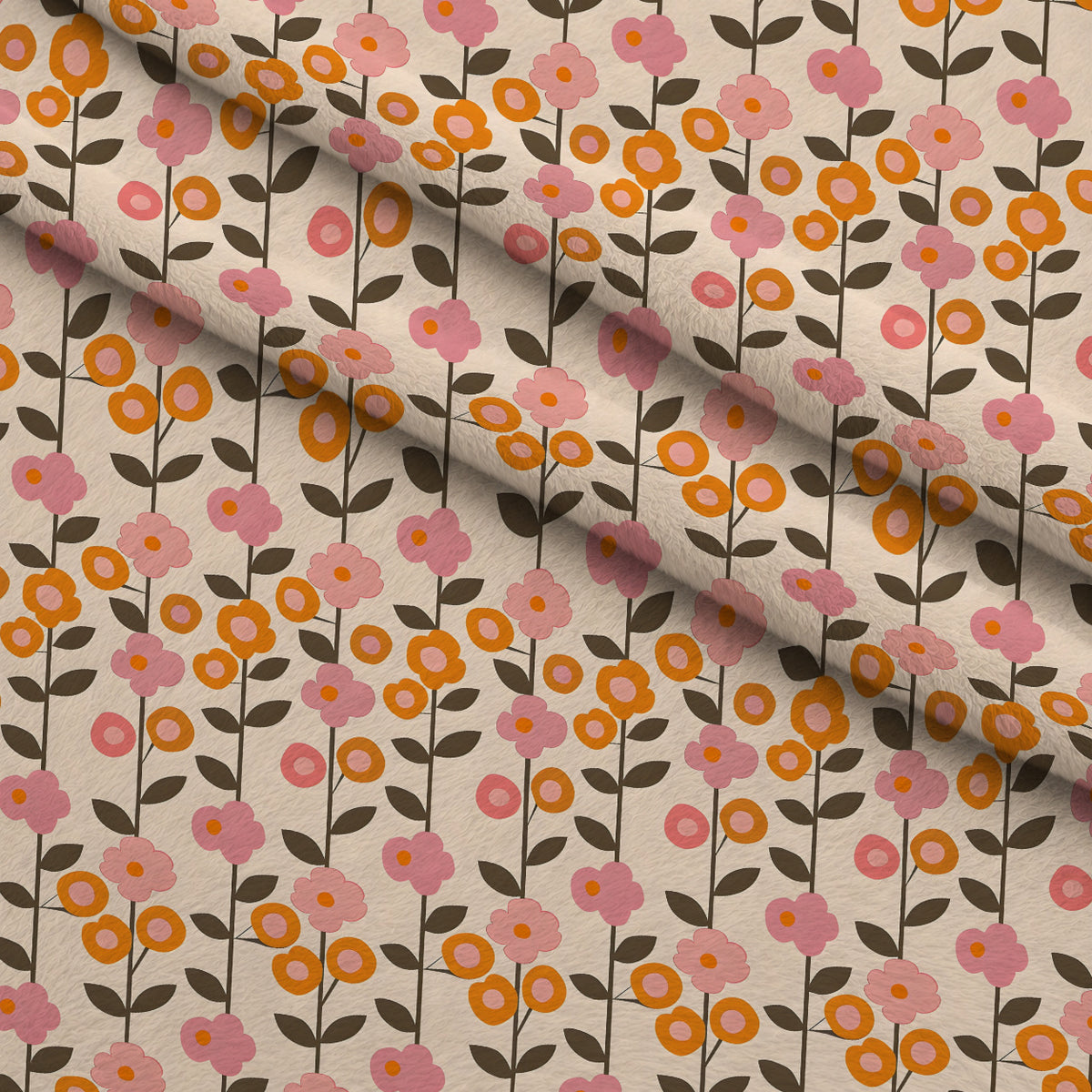 70s Retro Flowers Pattern 1 Minky Fabric — plush minky folded close-up preview (mv-minky-v1:lying)