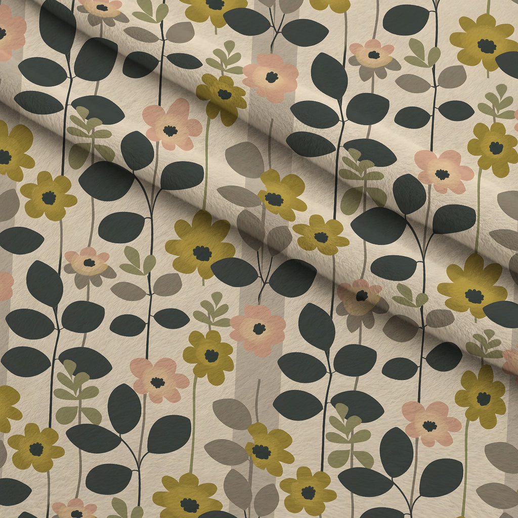70s Retro Flowers Pattern 10 Minky Fabric — plush minky folded close-up preview (mv-minky-v1:lying)