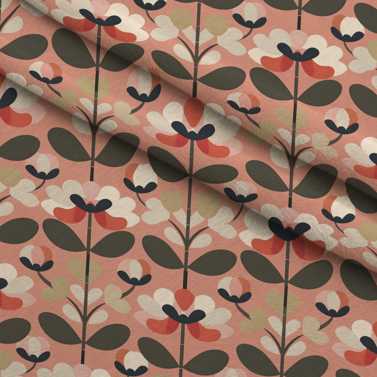 70s Retro Flowers Pattern 11 Minky Fabric — plush minky folded close-up preview (mv-minky-v1:lying)