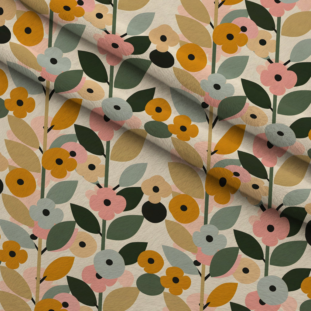70s Retro Flowers Pattern 12 Minky Fabric — plush minky folded close-up preview (mv-minky-v1:lying)