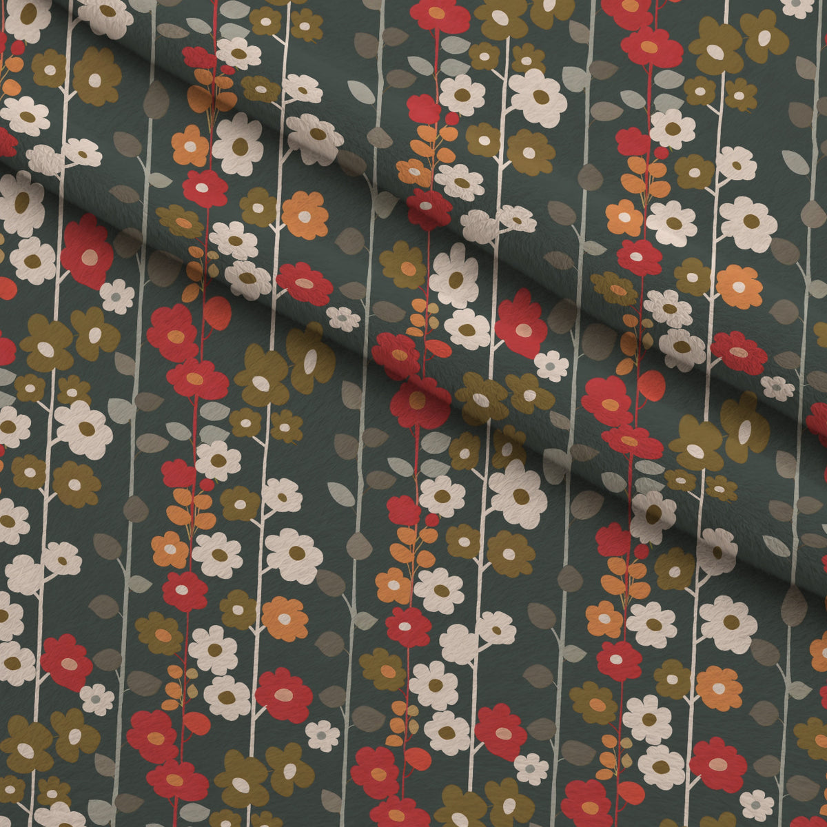 70s Retro Flowers Pattern 13 Minky Fabric — plush minky folded close-up preview (mv-minky-v1:lying)