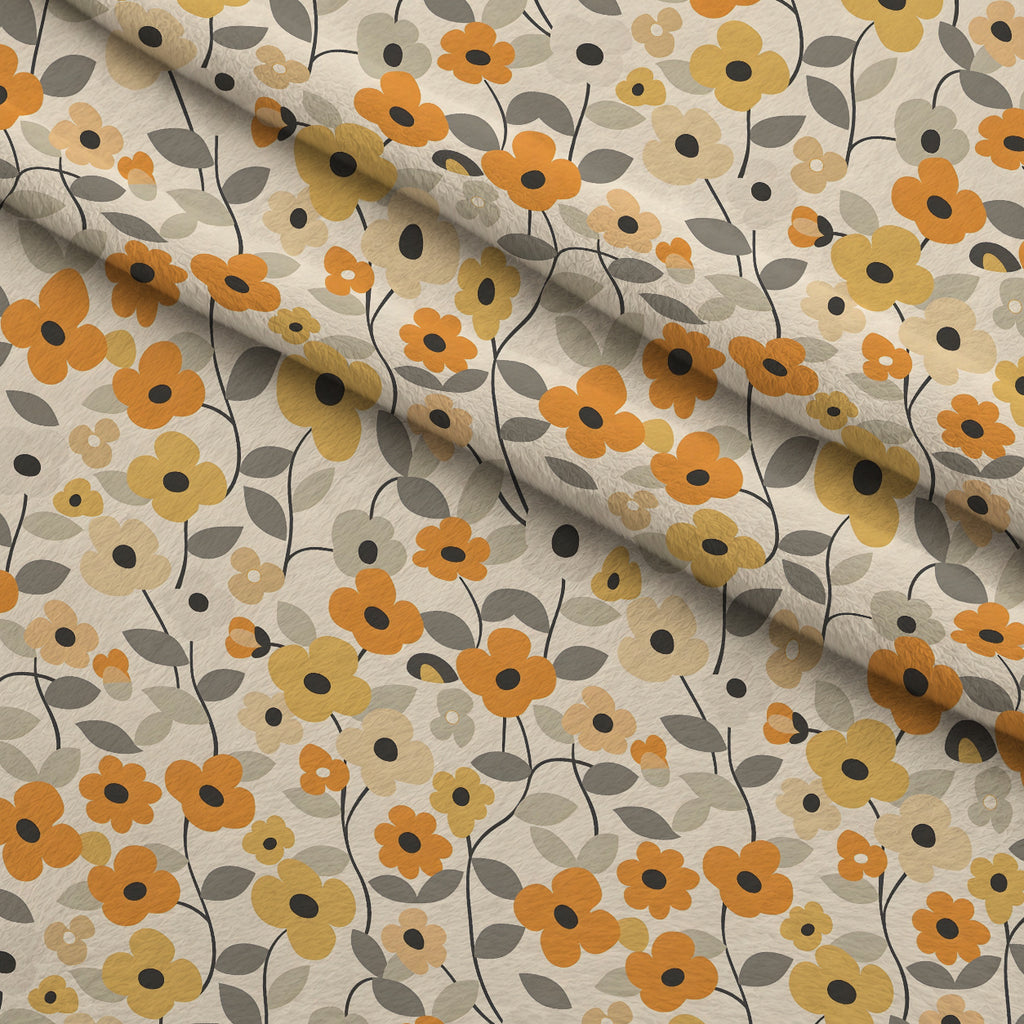 70s Retro Flowers Pattern 3 Minky Fabric — plush minky folded close-up preview (mv-minky-v1:lying)