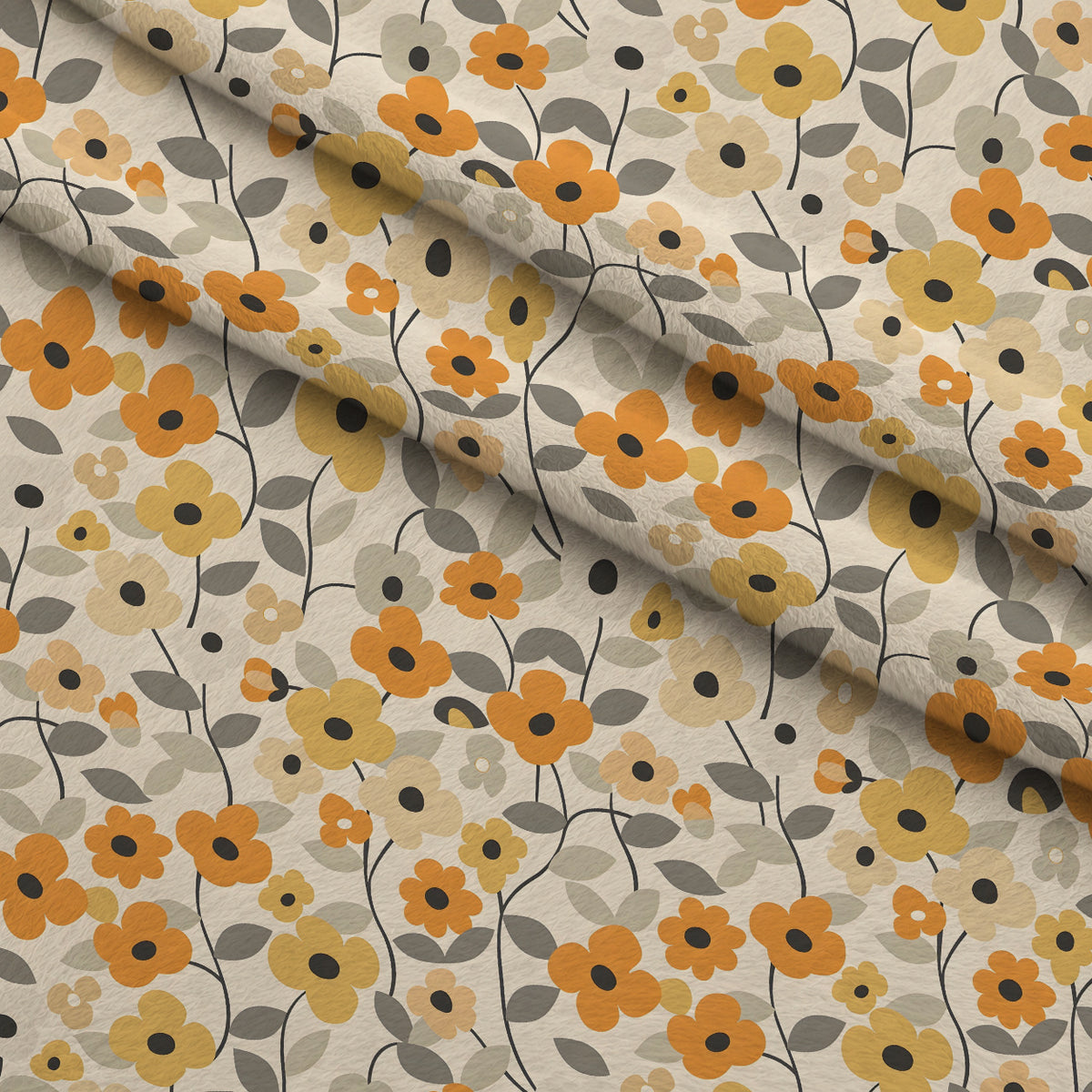 70s Retro Flowers Pattern 3 Minky Fabric — plush minky folded close-up preview (mv-minky-v1:lying)