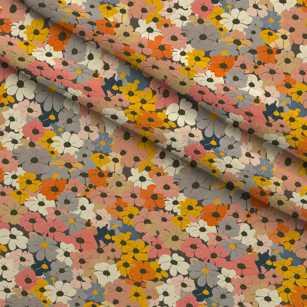 70s Retro Flowers Pattern 4 Minky Fabric — plush minky folded close-up preview (mv-minky-v1:lying)