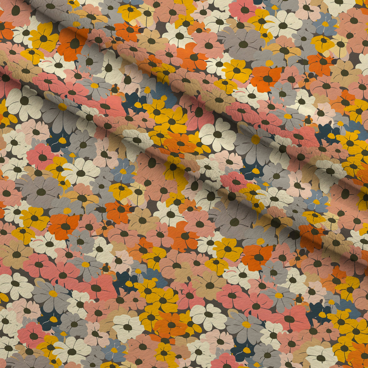 70s Retro Flowers Pattern 4 Minky Fabric — plush minky folded close-up preview (mv-minky-v1:lying)