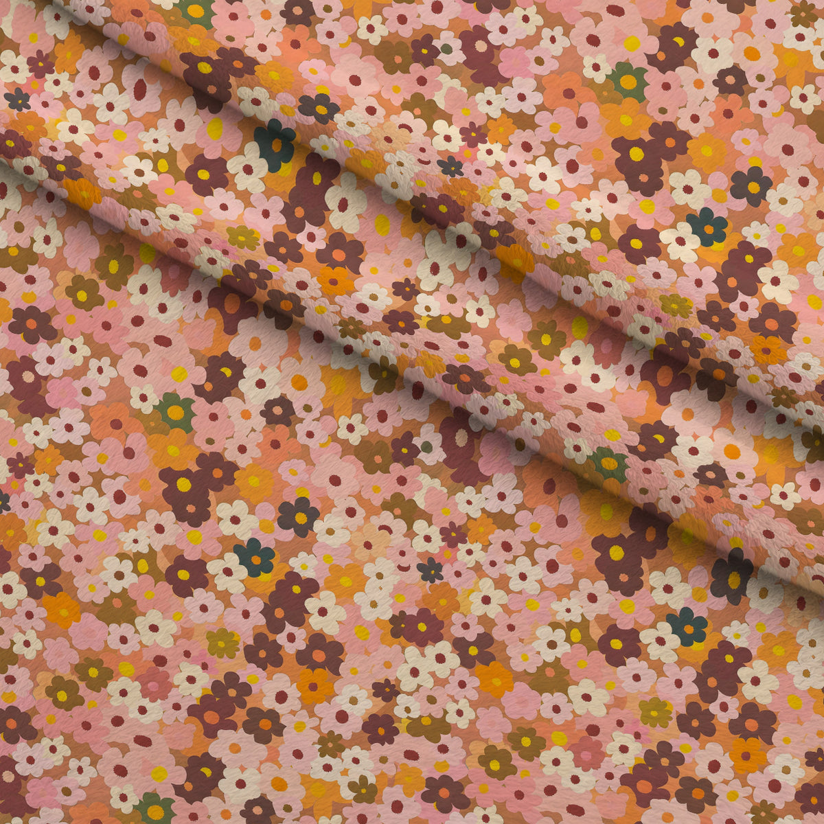 70s Retro Flowers Pattern 6 Minky Fabric — plush minky folded close-up preview (mv-minky-v1:lying)