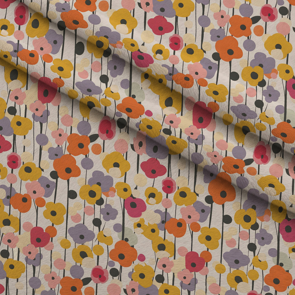 70s Retro Flowers Pattern 7 Minky Fabric — plush minky folded close-up preview (mv-minky-v1:lying)
