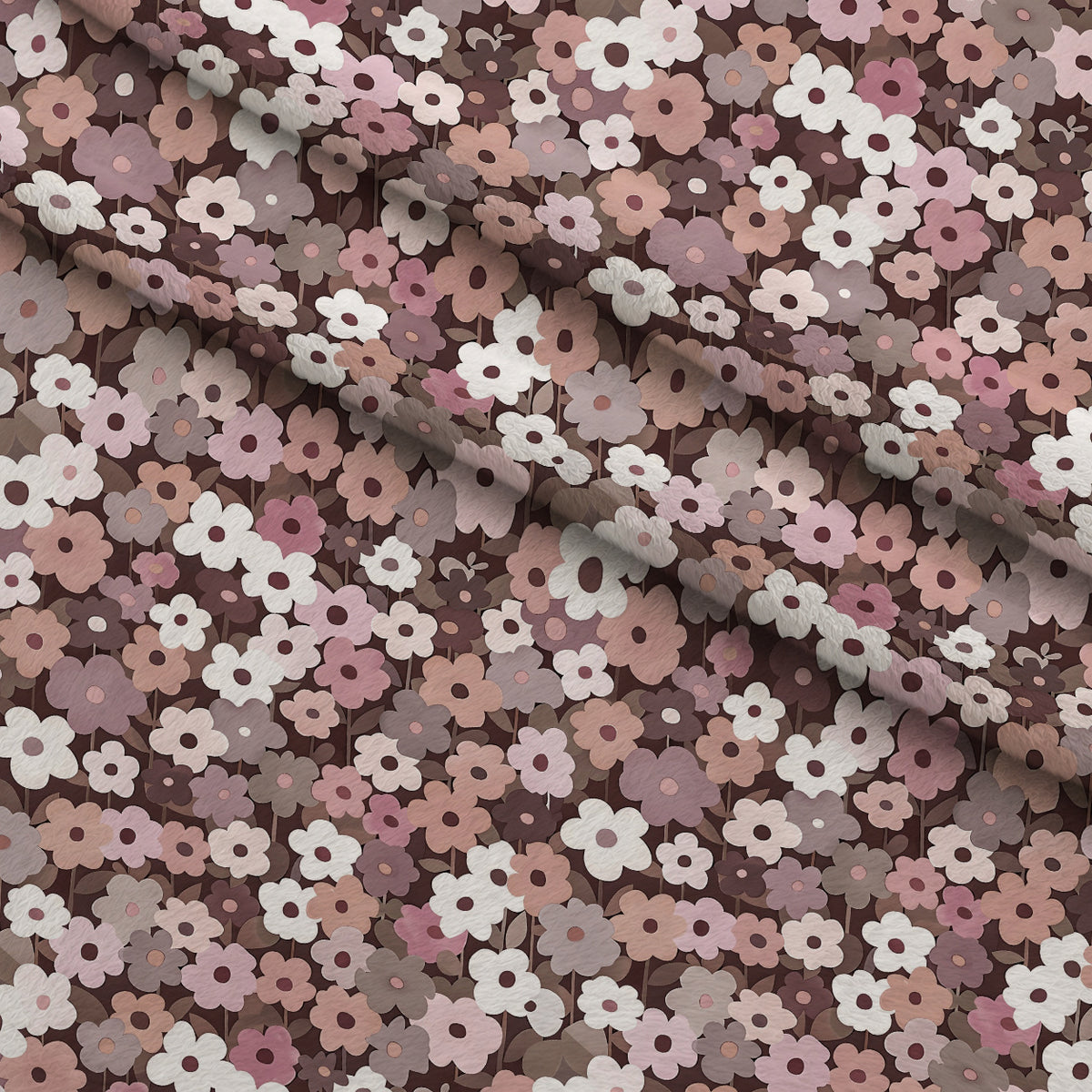 70s Retro Flowers Pattern 8 Minky Fabric — plush minky folded close-up preview (mv-minky-v1:lying)