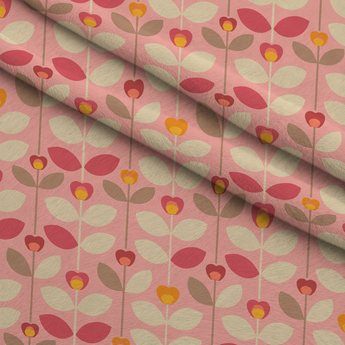 70s Retro Flowers Pattern 9 Minky Fabric — plush minky folded close-up preview (mv-minky-v1:lying)