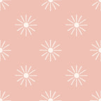 blush pink, coral pink, white, starburst pattern, sunburst design, geometric shapes, radiating lines, boho style, groovy pattern, retro design, 70s aesthetic,, fabric panel, repeating motif, mid-century modern, bohemian vibes, circular motifs, vintage inspired
