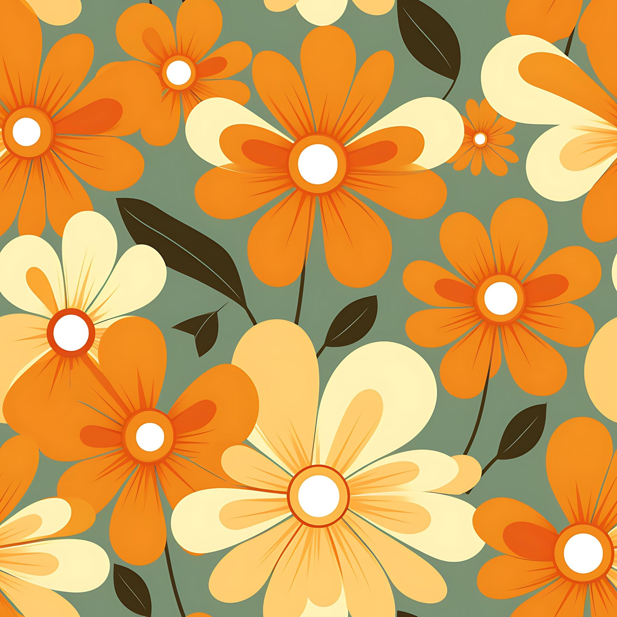 70s Retro Groovy Floral Pattern 1 Minky Fabric