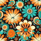 70s Retro Groovy Floral Pattern 10 Minky Fabric