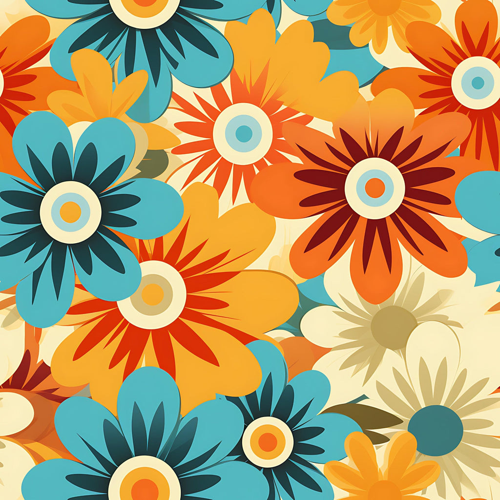 70s Retro Groovy Floral Pattern 11 Minky Fabric
