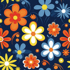 70s Retro Groovy Floral Pattern 12 Minky Fabric
