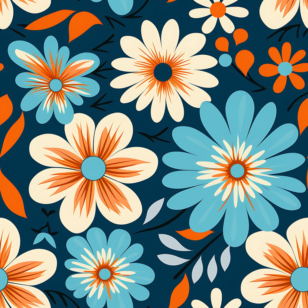 70s Retro Groovy Floral Pattern 13 Minky Fabric