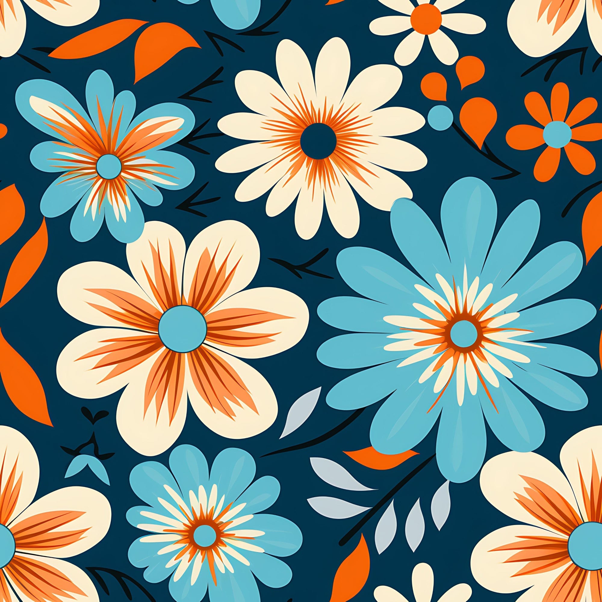 70s Retro Groovy Floral Pattern 13 Minky Fabric