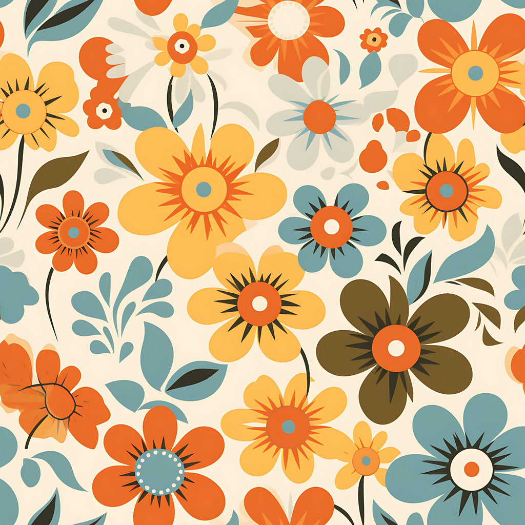 70s Retro Groovy Floral Pattern 14 Minky Fabric