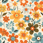 70s Retro Groovy Floral Pattern 14 Minky Fabric