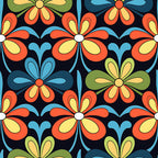70s Retro Groovy Floral Pattern 16 Minky Fabric