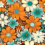 70s Retro Groovy Floral Pattern 17 Minky Fabric