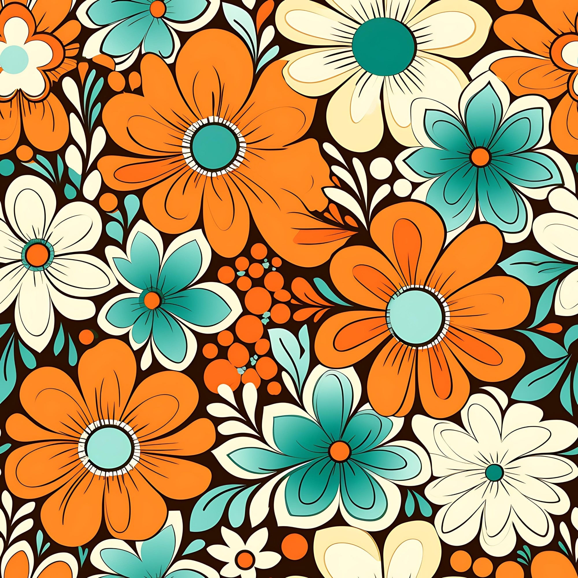 70s Retro Groovy Floral Pattern 17 Minky Fabric