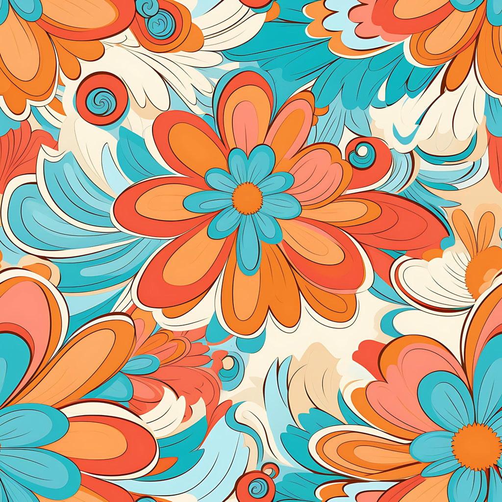 70s Retro Groovy Floral Pattern 18 Minky Fabric