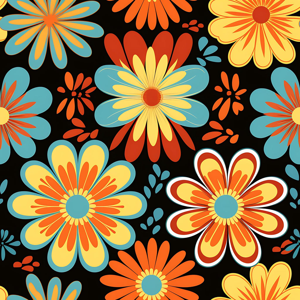 70s Retro Groovy Floral Pattern 19 Minky Fabric