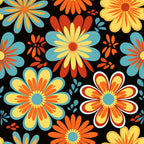 70s Retro Groovy Floral Pattern 19 Minky Fabric