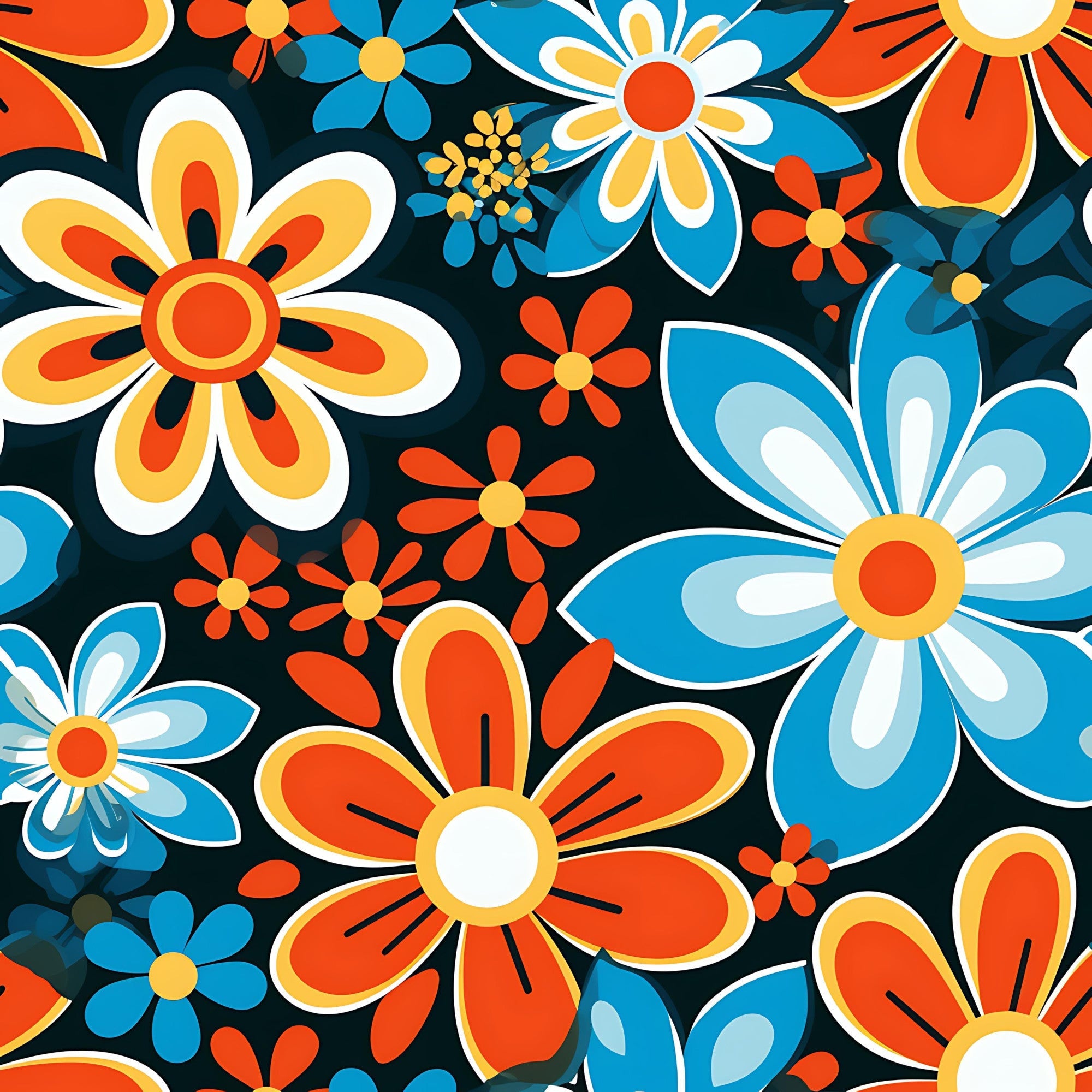70s Retro Groovy Floral Pattern 2 Minky Fabric