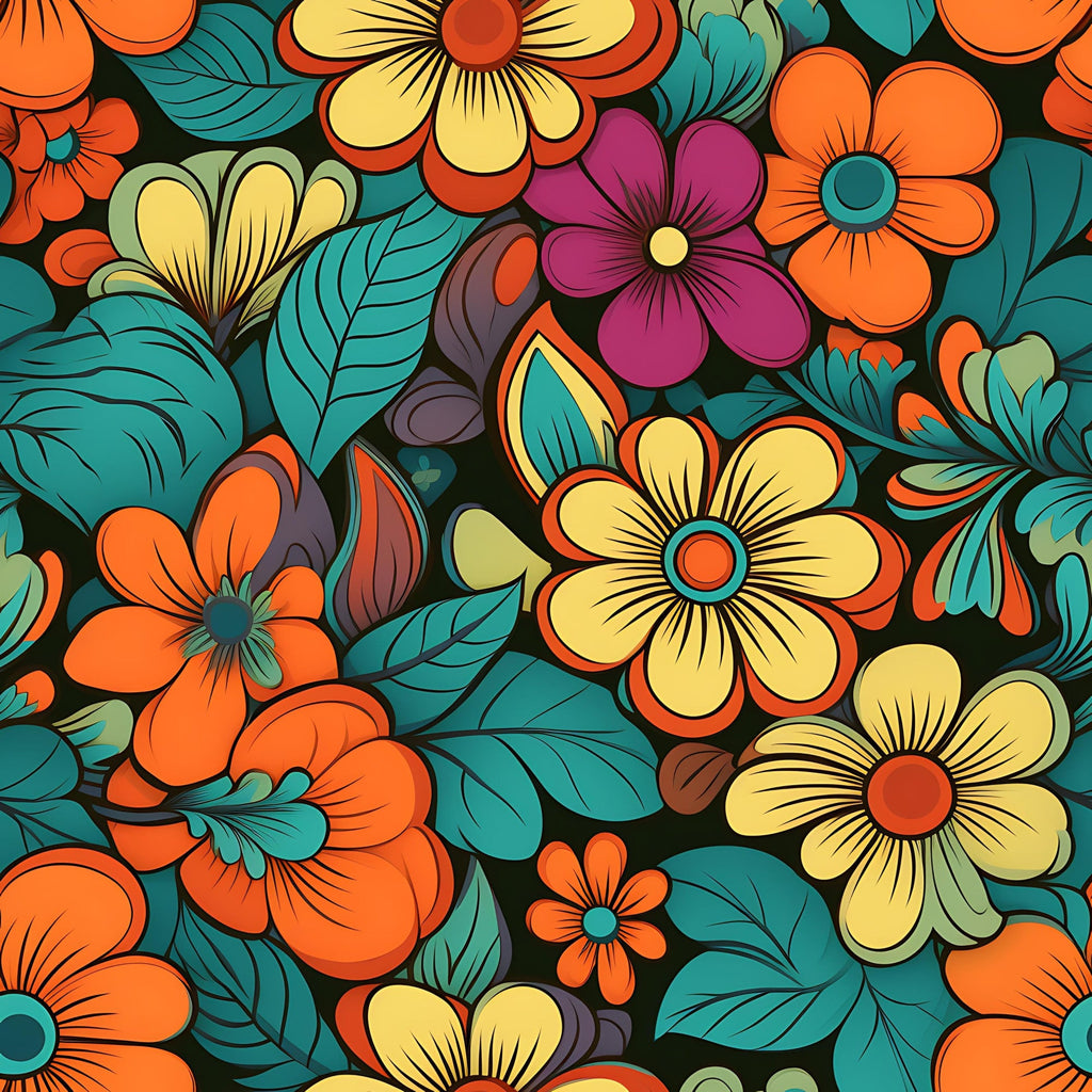 70s Retro Groovy Floral Pattern 20 Minky Fabric