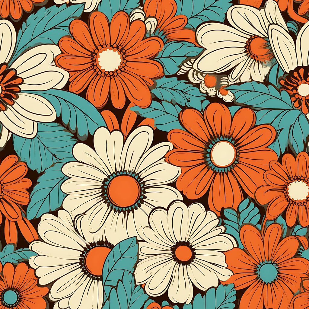 70s Retro Groovy Floral Pattern 21 Minky Fabric